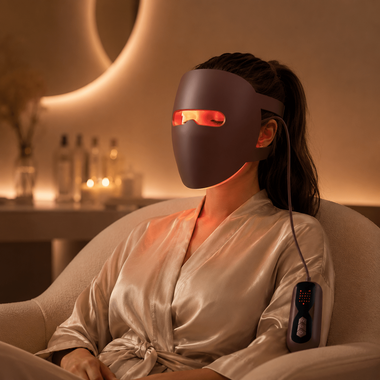 LumaGlow red light therapy mask with red, near-infrared, yellow and green LED light